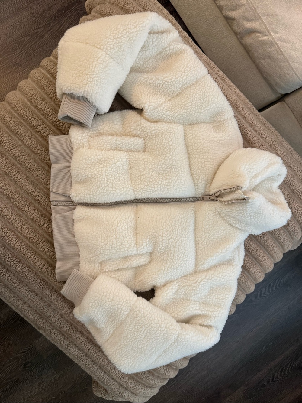 Garage White Sherpa Puffer Jacket